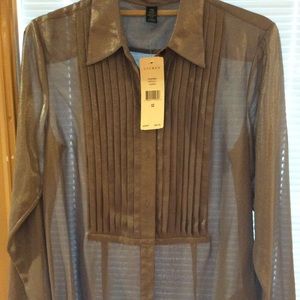 Lauren Ralph Lauren Petite Med Tuxedo sheerblouse